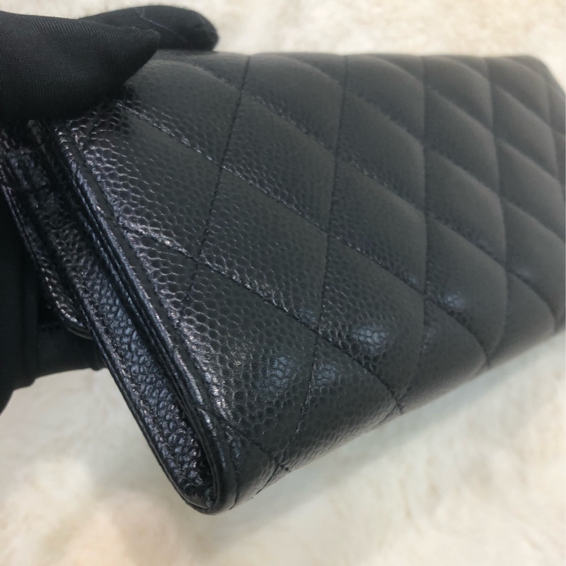Chanel 黑銀荔牛長銀包 XC376-12