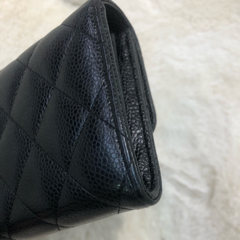 Chanel 黑銀荔牛長銀包 XC376-13