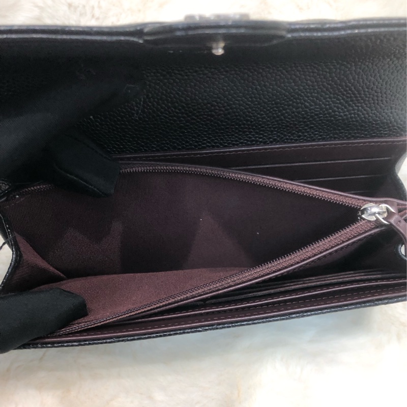 Chanel 黑銀荔牛長銀包 XC376-17