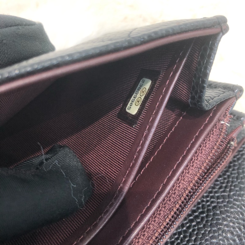 Chanel 黑銀荔牛長銀包 XC376-19