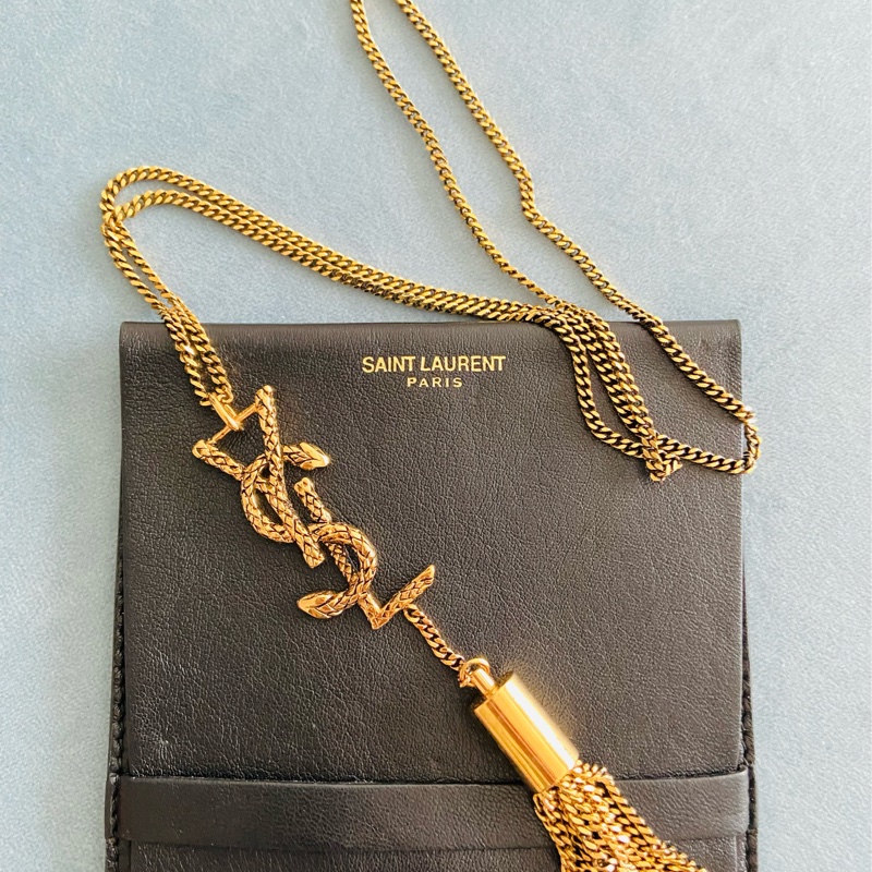 ~~Saint Laurent YSL 經典品牌大logo 流蘇長項鍊~~-0