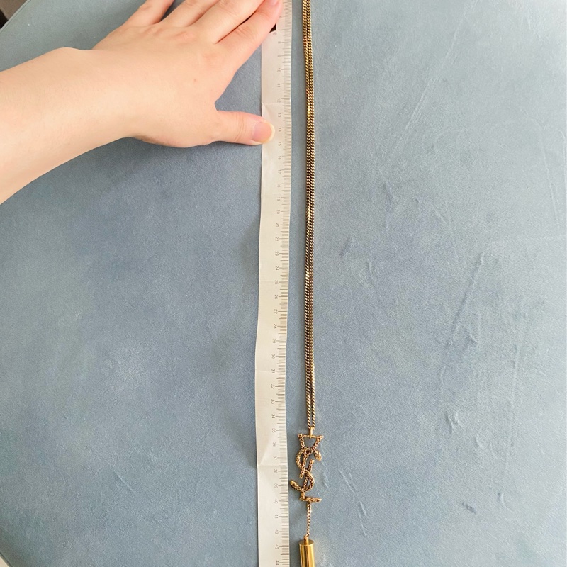 ~~Saint Laurent YSL 經典品牌大logo 流蘇長項鍊~~-3