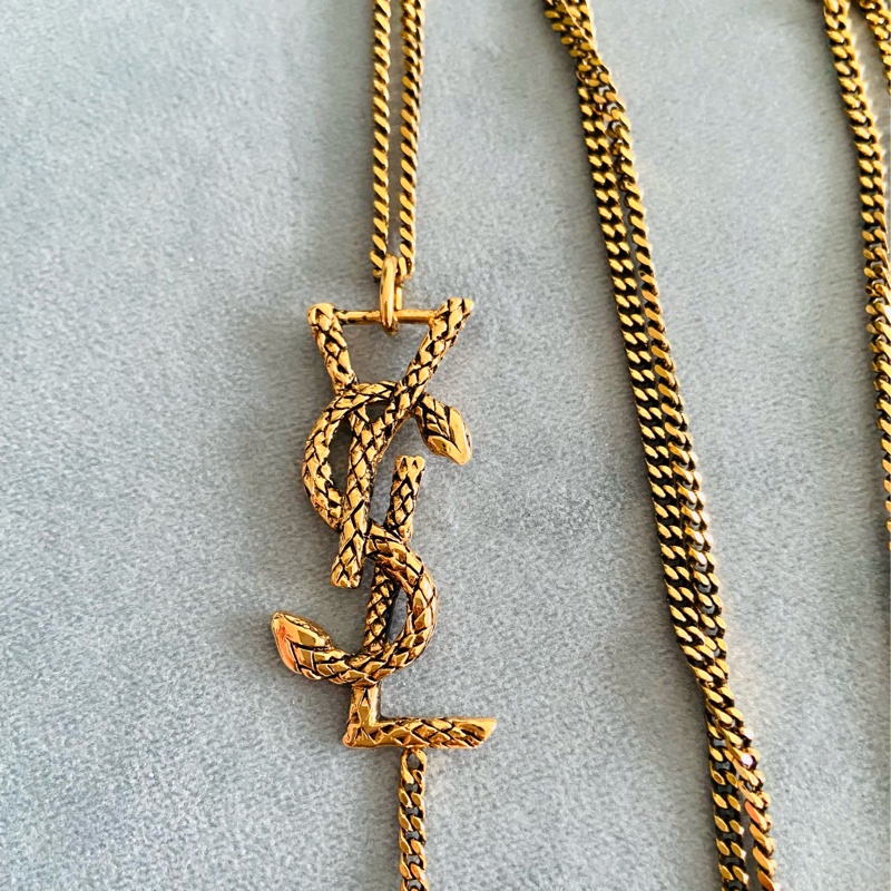 ~~Saint Laurent YSL 經典品牌大logo 流蘇長項鍊~~-4