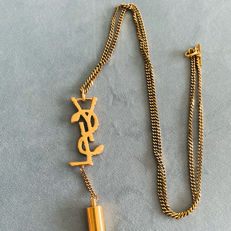 ~~Saint Laurent YSL 經典品牌大logo 流蘇長項鍊~~-5