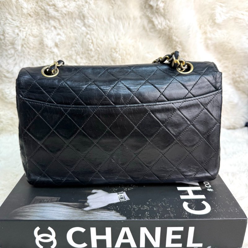Chanel Matelasse 黑色 菱格紋 羊皮 金扣-2
