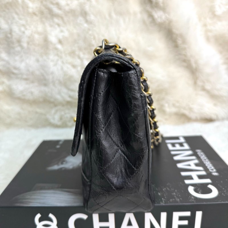 Chanel Matelasse 黑色 菱格紋 羊皮 金扣-3