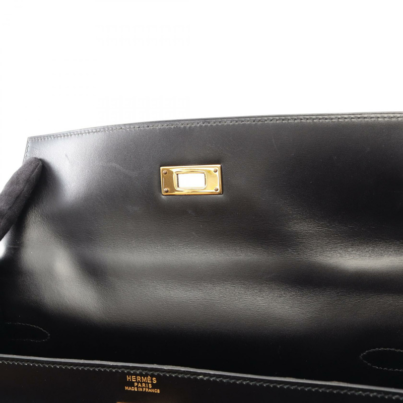 愛馬仕 Kelly 32 Sellier 單肩手提包 001858CC Box 小牛皮 BK SHW 二手 Y-8