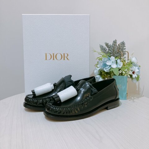 TK2039	Christian Dior 迪奧全皮樂福鞋 D-Academy Loafer Black Brushed Calfskin Size 38