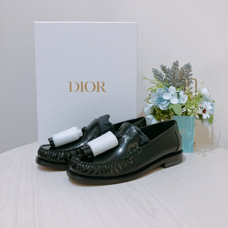 TK2039	Christian Dior 迪奧全皮樂福鞋 D-Academy Loafer Black Brushed Calfskin Size 38-0