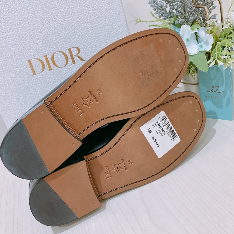 TK2039	Christian Dior 迪奧全皮樂福鞋 D-Academy Loafer Black Brushed Calfskin Size 38-5