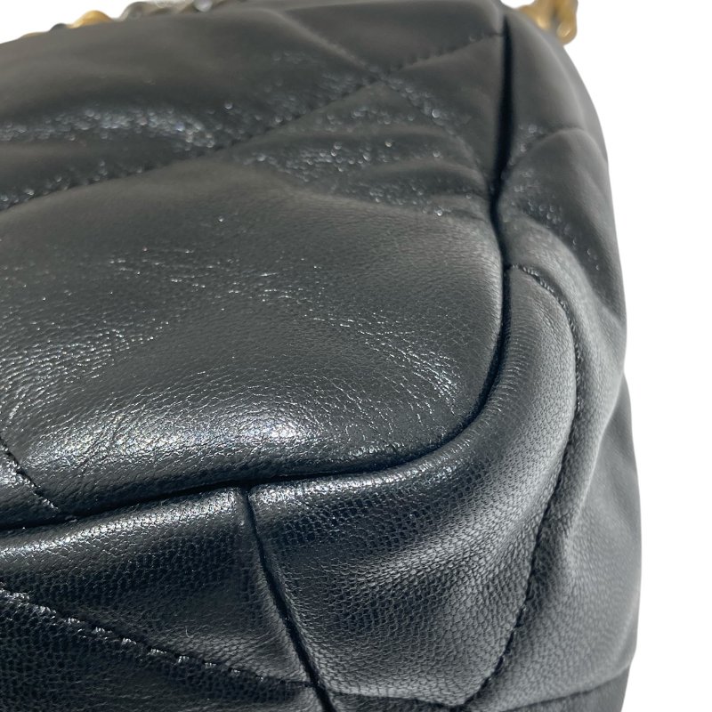 CHANEL 香奈兒 AS1160 19 BAG 26CM 菱格紋 黑色 皮穿鍊 金色金屬-3