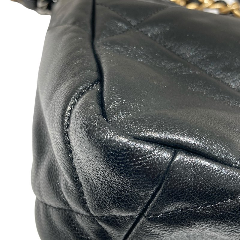 CHANEL 香奈兒 AS1160 19 BAG 26CM 菱格紋 黑色 皮穿鍊 金色金屬-4