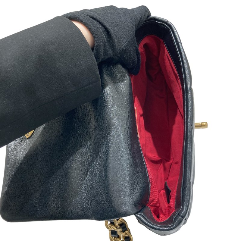CHANEL 香奈兒 AS1160 19 BAG 26CM 菱格紋 黑色 皮穿鍊 金色金屬-7