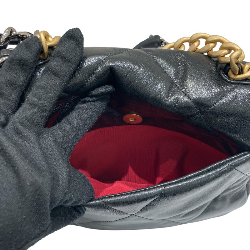 CHANEL 香奈兒 AS1160 19 BAG 26CM 菱格紋 黑色 皮穿鍊 金色金屬-9