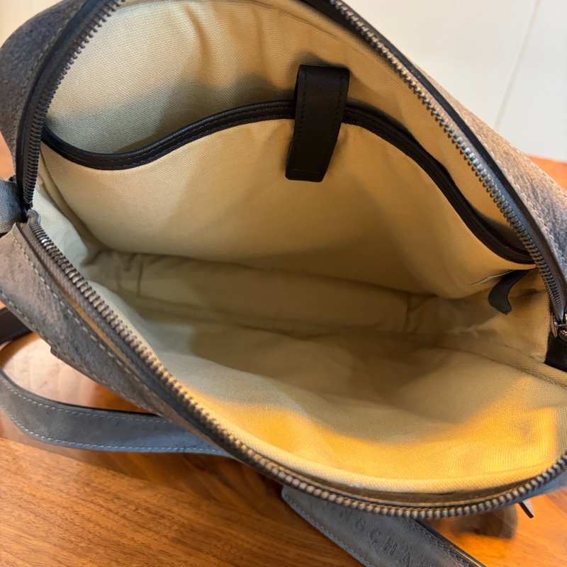 Longchamp 麂皮灰色斜背包-2