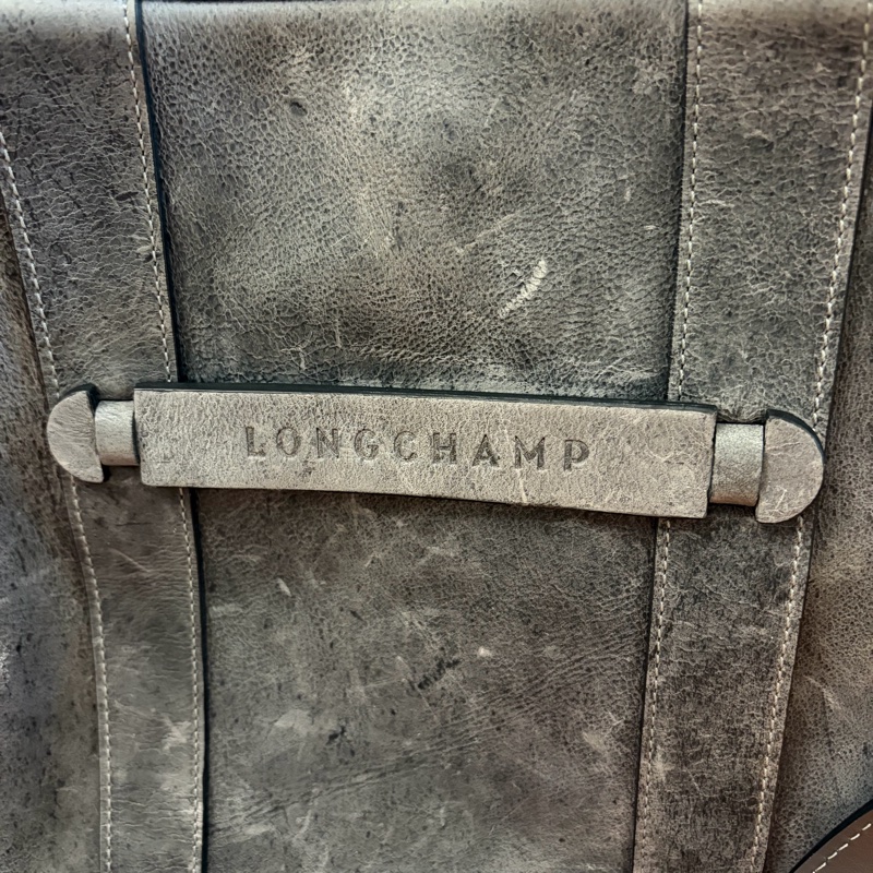 Longchamp 麂皮灰色斜背包-4