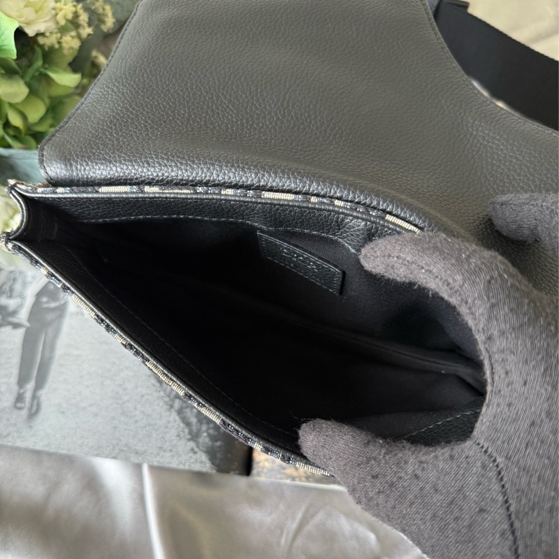 Saddle Oblique 緹花布馬鞍斜背包(藍色)-6