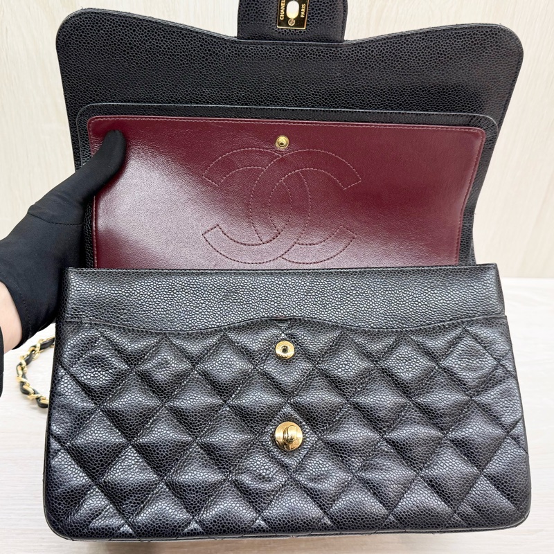 CHANEL黑金荔枝皮JUMBO COCO30cm/A58600-16