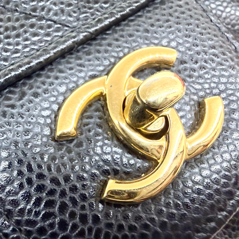 CHANEL黑金荔枝皮JUMBO COCO30cm/A58600-19