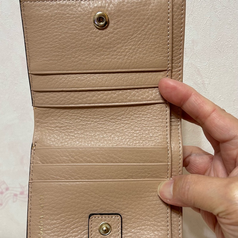 TORY BURCH MCGRAW縫線對開零錢短夾-粉-1