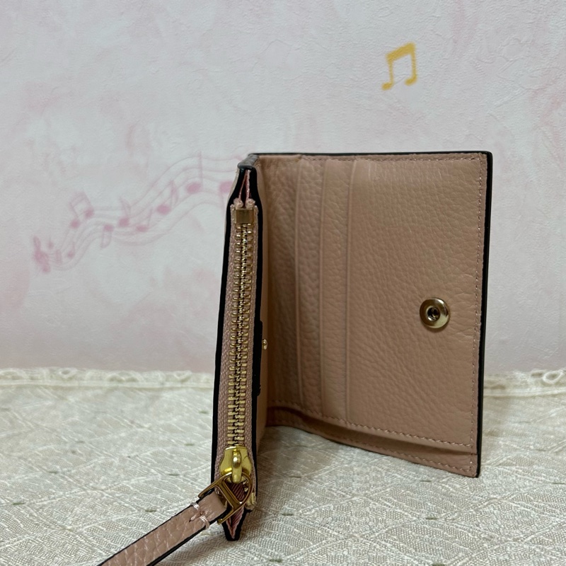 TORY BURCH MCGRAW縫線對開零錢短夾-粉-3