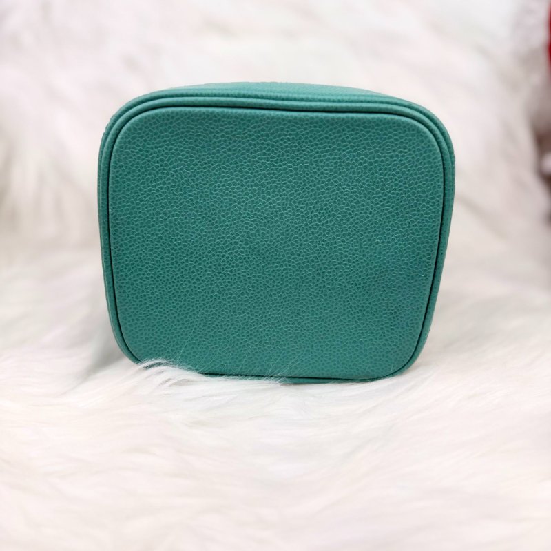 Chanel Vanity Case 化妝包 綠色 牛皮 中號 豎版-3