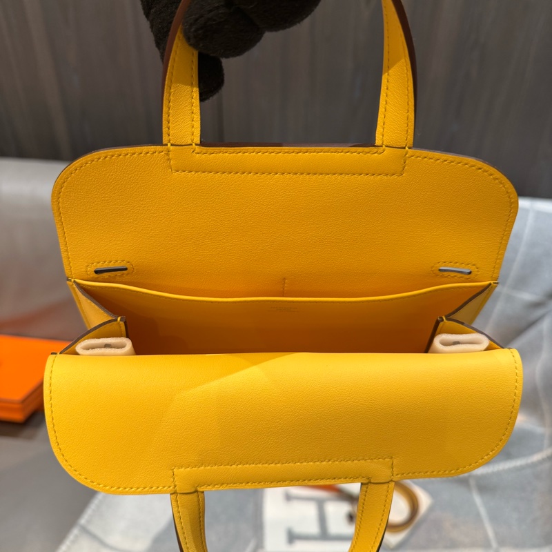 Hermès Mini Halzan Jaune Mango 銀扣 K刻（全新全配）-4