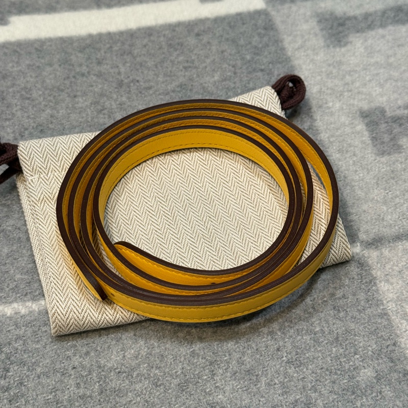 Hermès Mini Halzan Jaune Mango 銀扣 K刻（全新全配）-5
