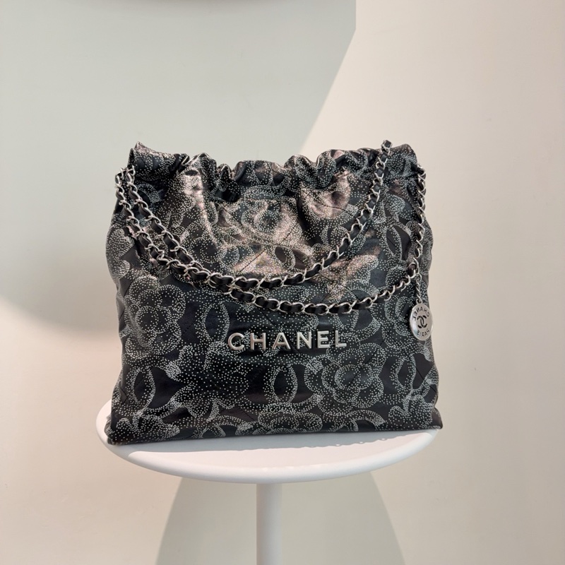 香奈兒Chanel 23K秋冬系列 全皮山茶花22bag 中號 單肩包-1