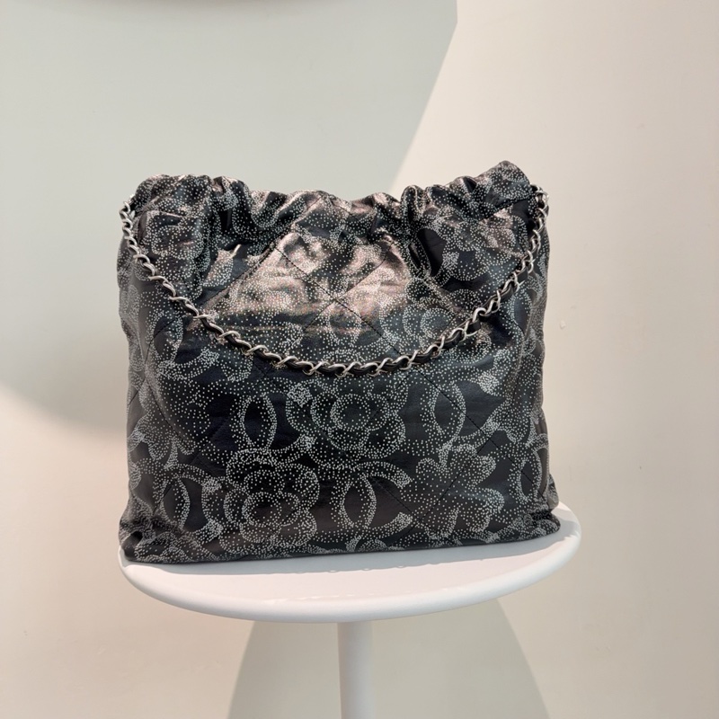 香奈兒Chanel 23K秋冬系列 全皮山茶花22bag 中號 單肩包-2