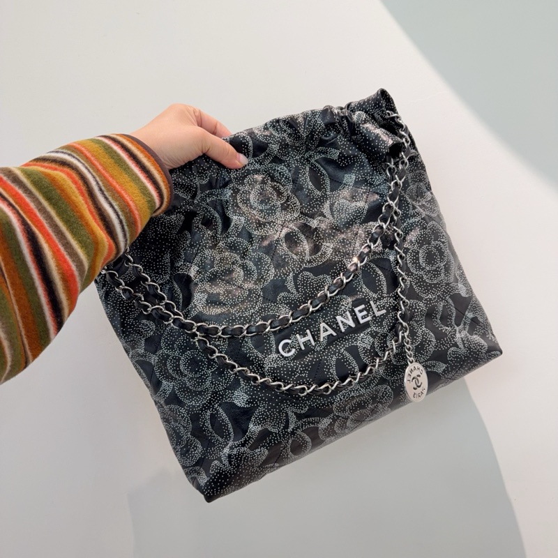 香奈兒Chanel 23K秋冬系列 全皮山茶花22bag 中號 單肩包-3