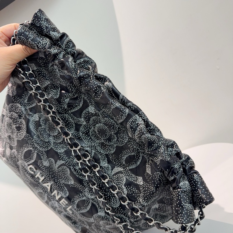 香奈兒Chanel 23K秋冬系列 全皮山茶花22bag 中號 單肩包-7