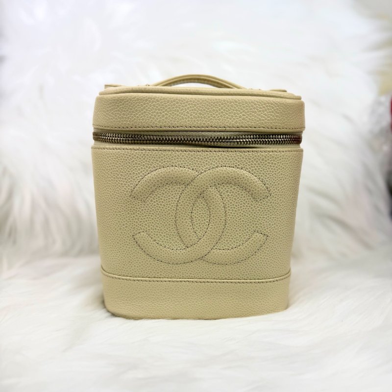 Chanel Vanity Case 化妝包 杏色牛皮 中號 豎版-0