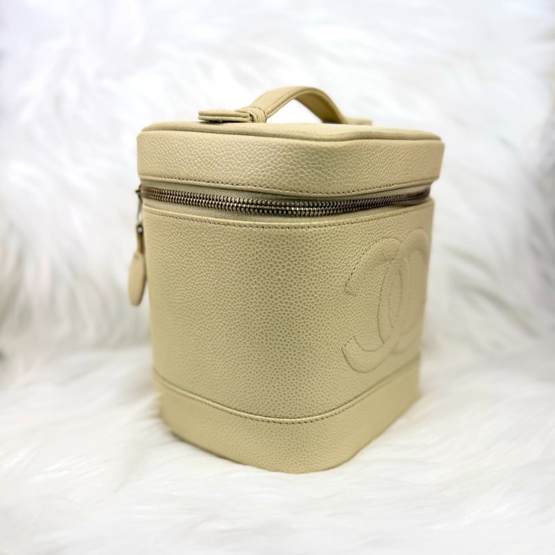 Chanel Vanity Case 化妝包 杏色牛皮 中號 豎版-2