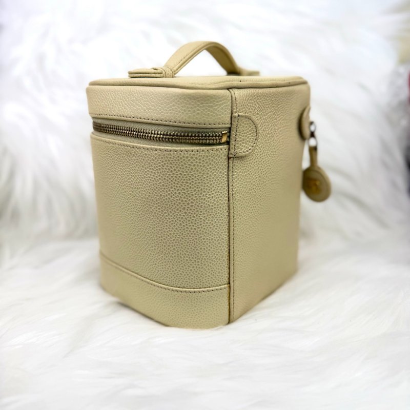 Chanel Vanity Case 化妝包 杏色牛皮 中號 豎版-4
