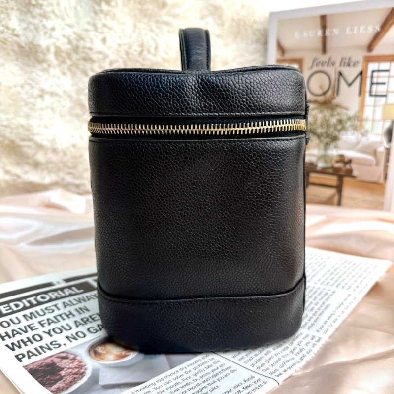 Chanel Vanity Case 化妝包 黑色 牛皮 中號 豎版-3