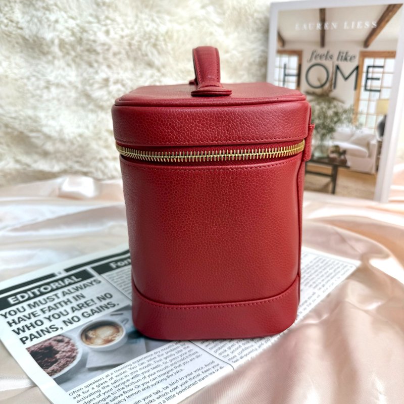 Chanel Vanity Case 化妝包 紅色 牛皮 中號 豎版-3