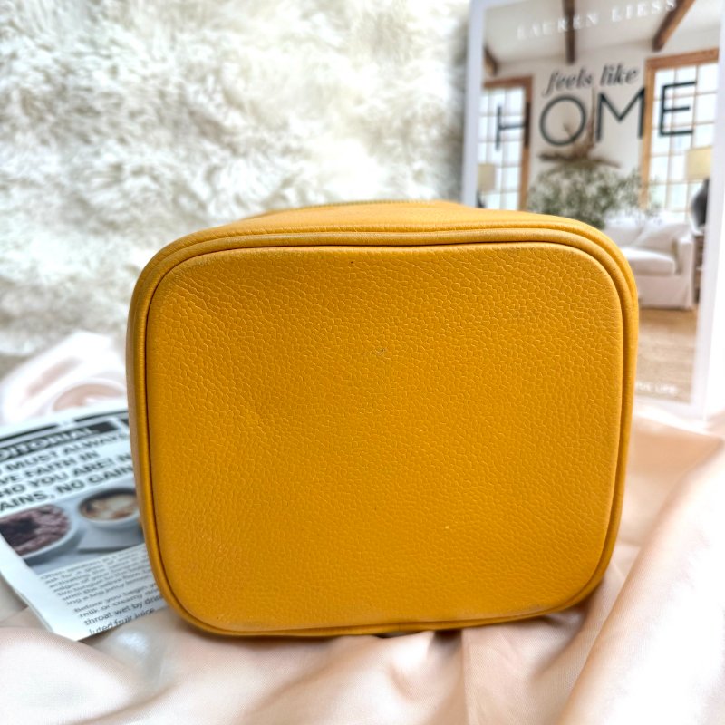 Chanel Vanity Case 化妝包 黃色 牛皮 中號 豎版-5