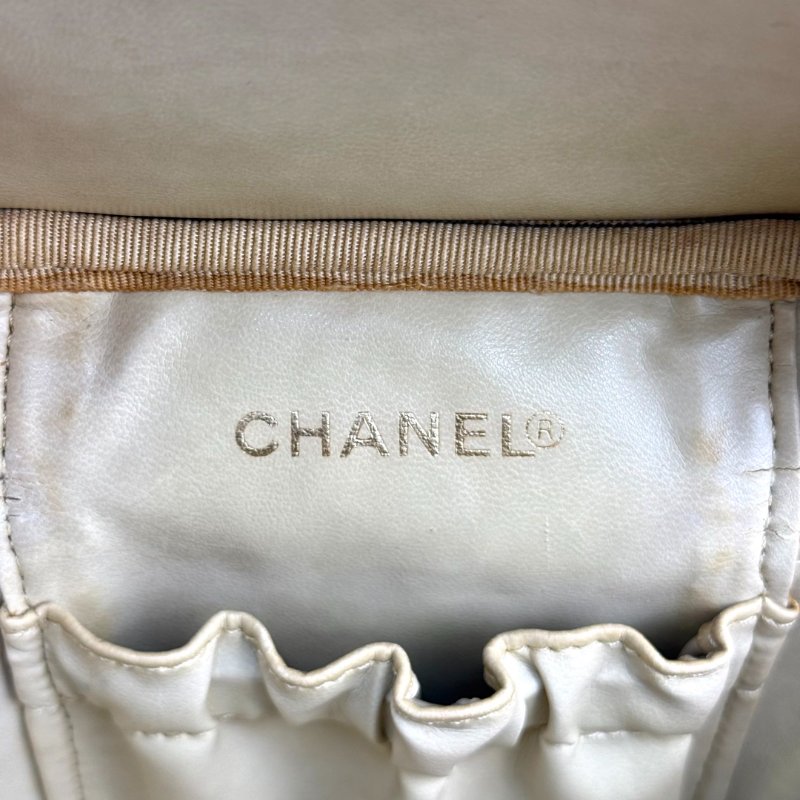 Chanel Vanity Case 化妝包 黃色 牛皮 中號 豎版-8