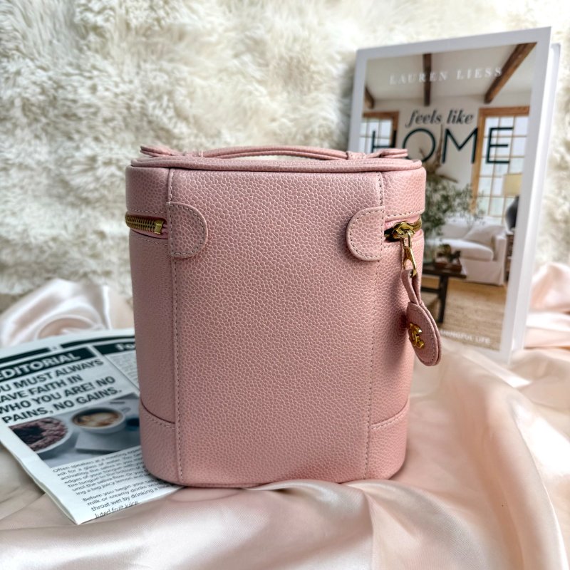 Chanel Vanity Case 化妝包 粉色 牛皮 中號 豎版-2