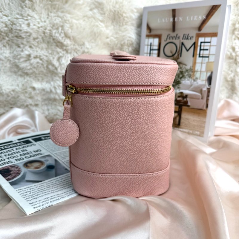 Chanel Vanity Case 化妝包 粉色 牛皮 中號 豎版-4