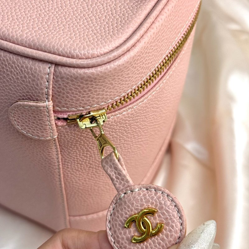 Chanel Vanity Case 化妝包 粉色 牛皮 中號 豎版-6