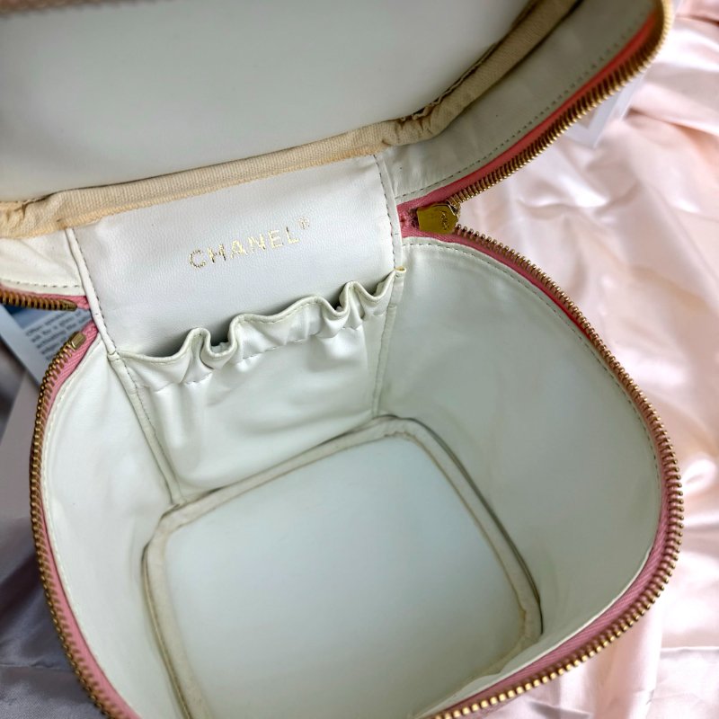 Chanel Vanity Case 化妝包 粉色 牛皮 中號 豎版-7