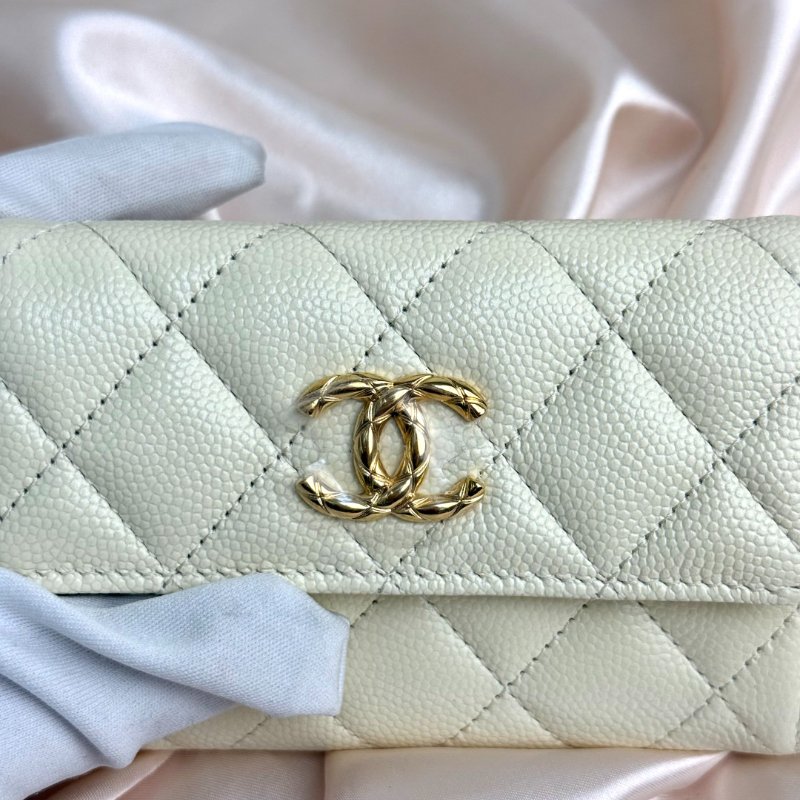 Chanel 26P 魚子醬卡包銀包 金色浮雕logo-7