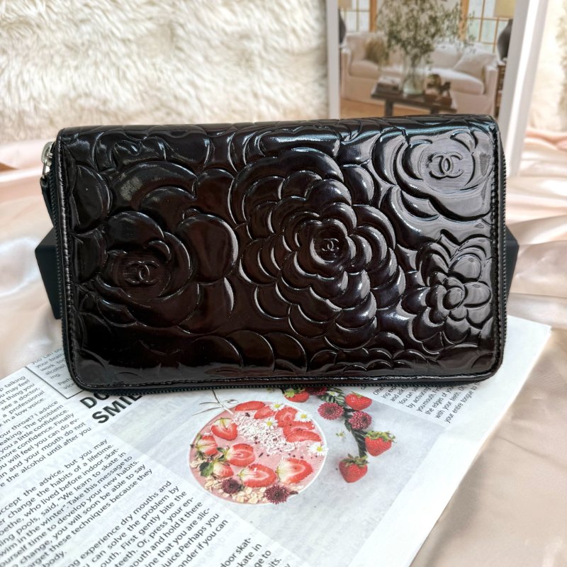 Chanel 中古 車厘子紅 山茶花 錢包-2