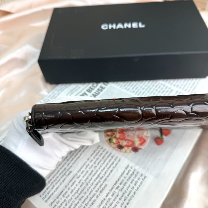 Chanel 中古 車厘子紅 山茶花 錢包-4