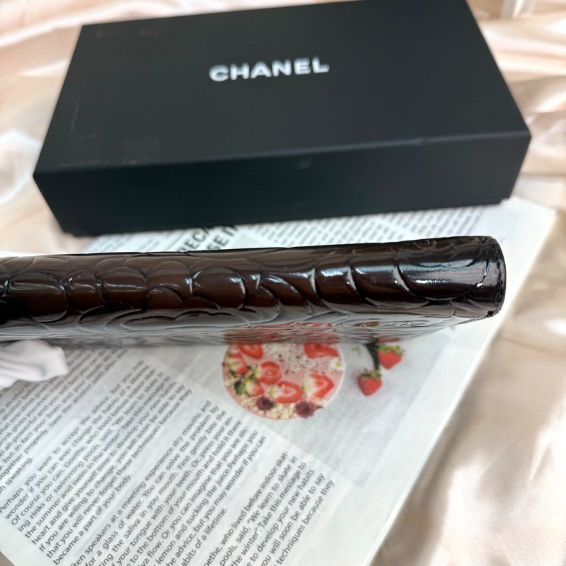 Chanel 中古 車厘子紅 山茶花 錢包-5