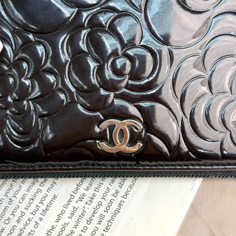 Chanel 中古 車厘子紅 山茶花 錢包-6
