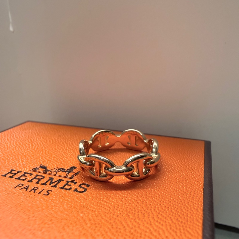 Hermes✨ Chaine d'ancre Enchainee 豬鼻戒指 玫瑰金 #49-5