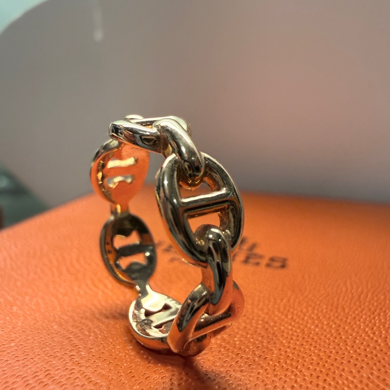 Hermes✨ Chaine d'ancre Enchainee 豬鼻戒指 玫瑰金 #49-12